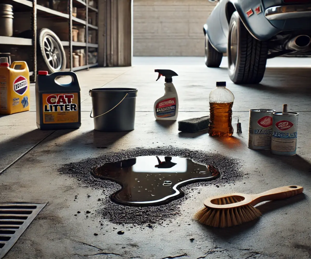 how to clean a garage oil spill